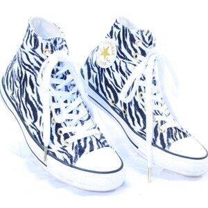 Converse Chuck Taylor Unisex Men 7 Women 9 Zebra Fleece Gold High Tops - 159467C